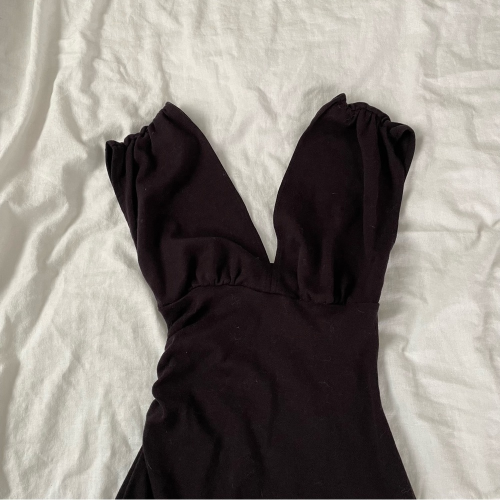 Diane von Furstenberg SZ 6 wool deep v neck dress 100% wool dark purple - Picture 2 of 6